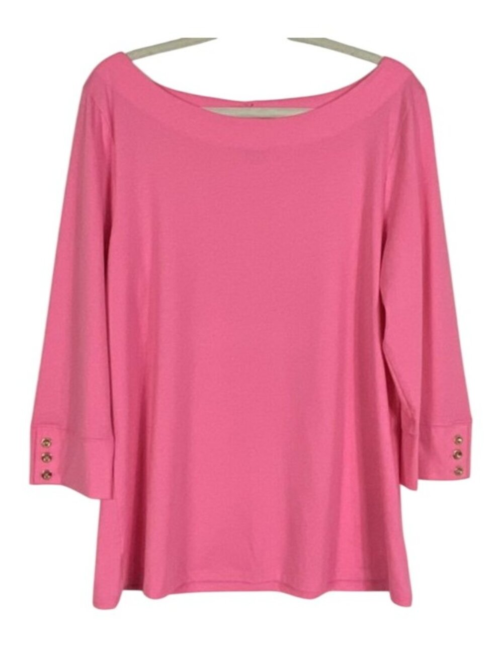 Lilly Pulitzer Salma Top Prosecco Pink 3/4 Sleeve Keyhole Back XL NWT